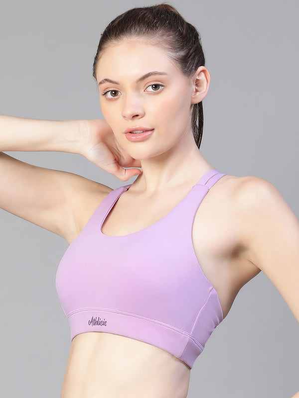 Geometric Strap Sports Bra Lavender