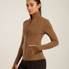 Defined Seam Zip Jacket Tan