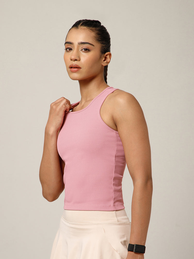 Built In Bra Racer Back Top Pink