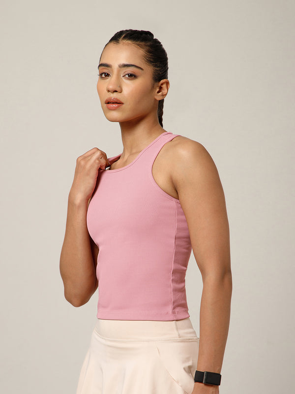 Built In Bra Racer Back Top Pink