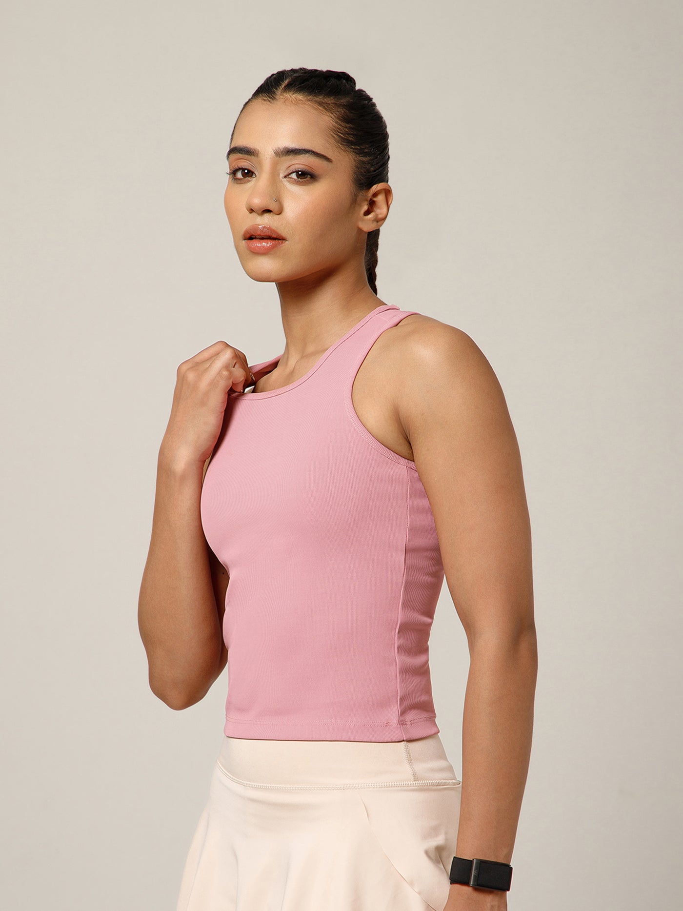 Built In Bra Racer Back Top Pink