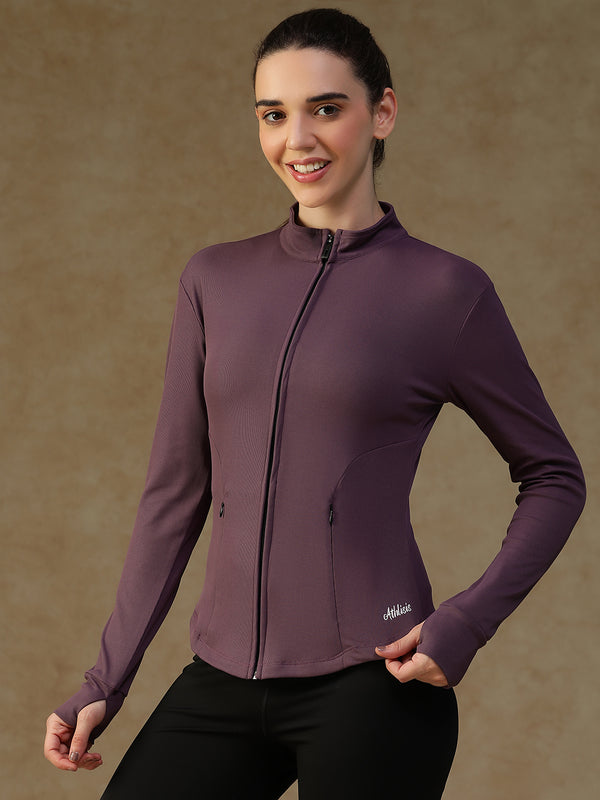 Ribbed Zip up Jacket Purple