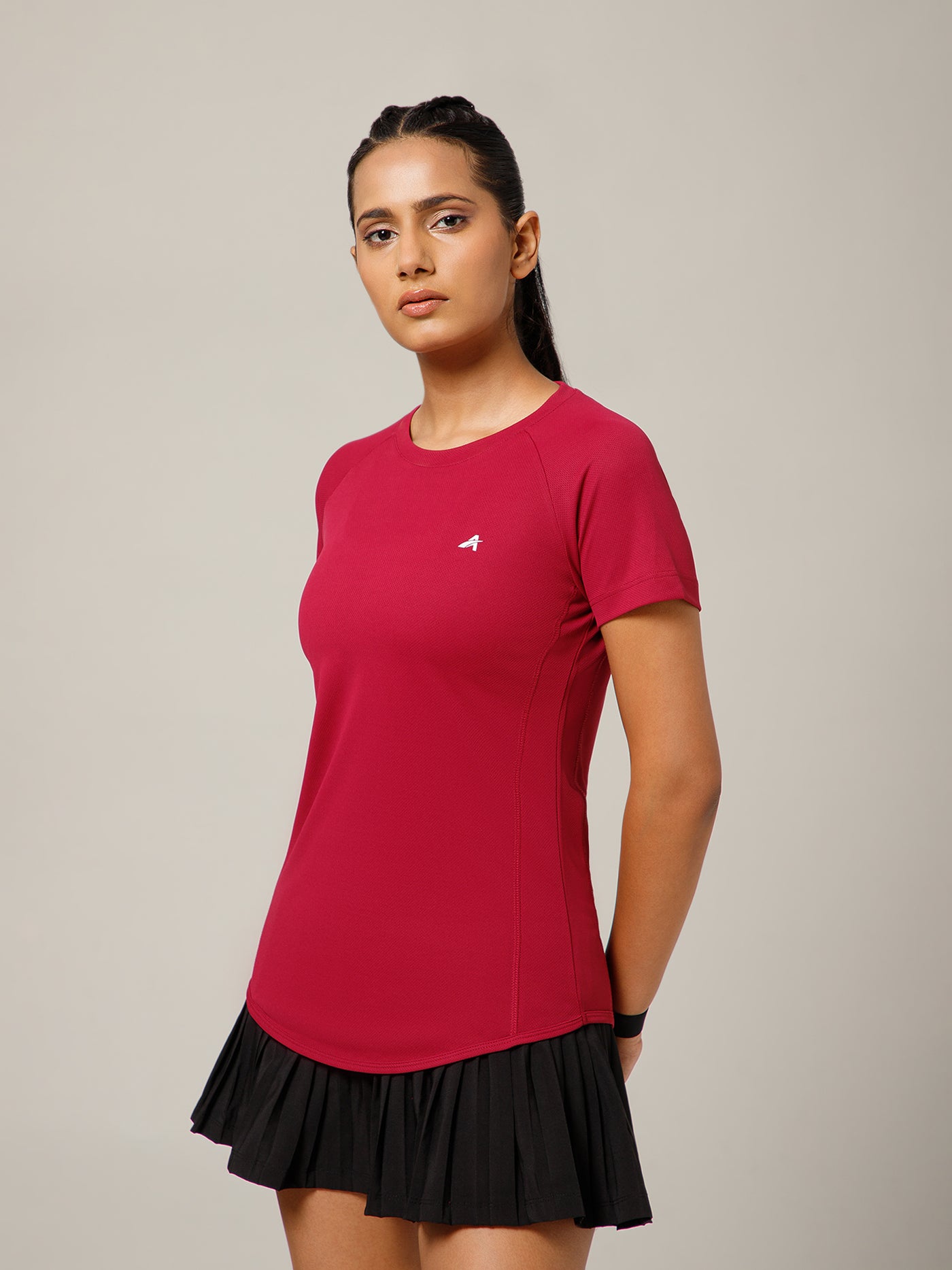 V Panel T-Shirt Maroon
