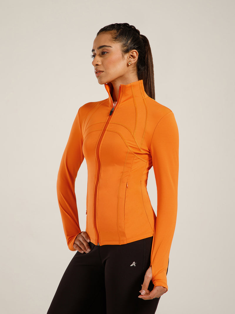 Defined Seam Zip Jacket Orange