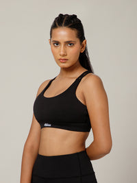 Geometric Strap Sports Bra Black