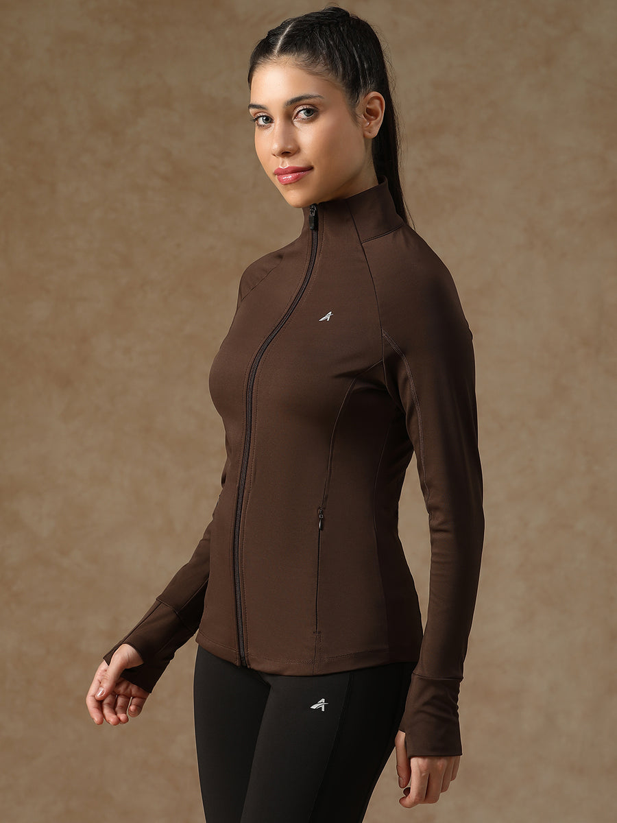 Midriff Crop Jacket Brown