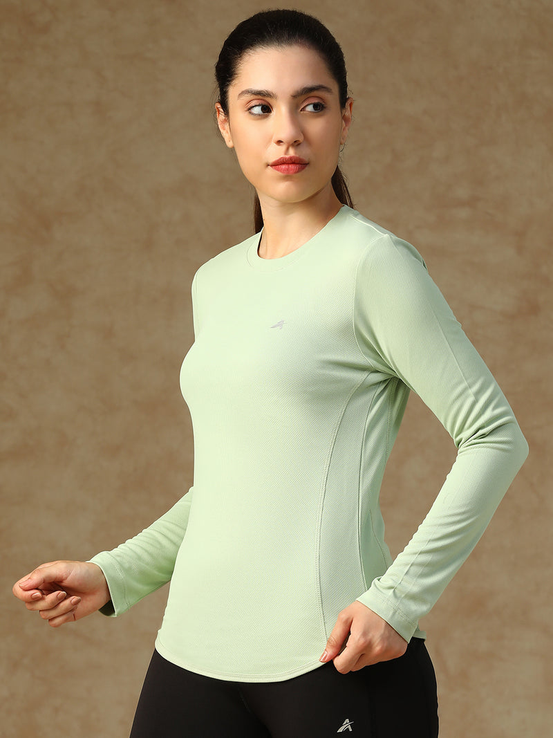Curved Hem Full Sleeve T-Shirt Olive