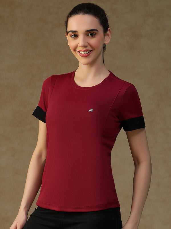 Contrast Tone T-Shirt Maroon