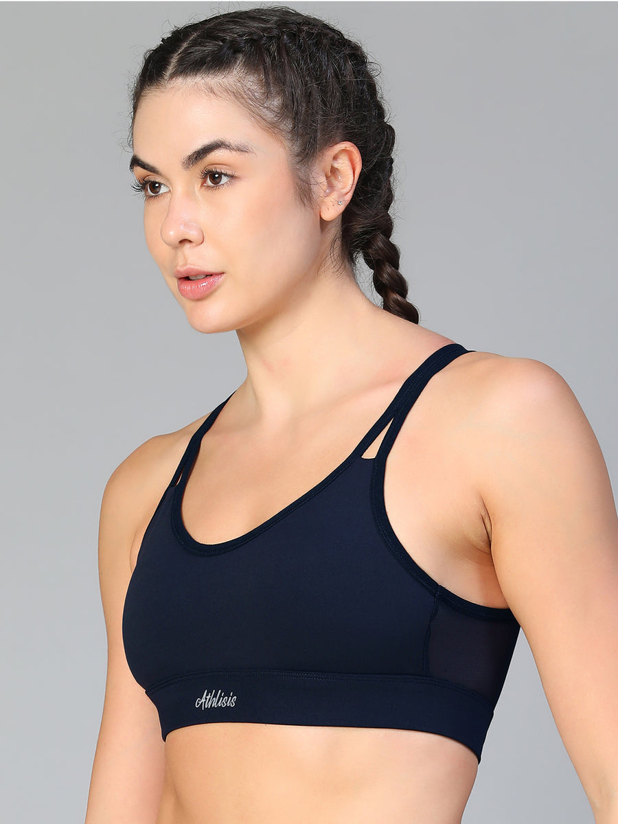 Mesh X-Back Bra Navy