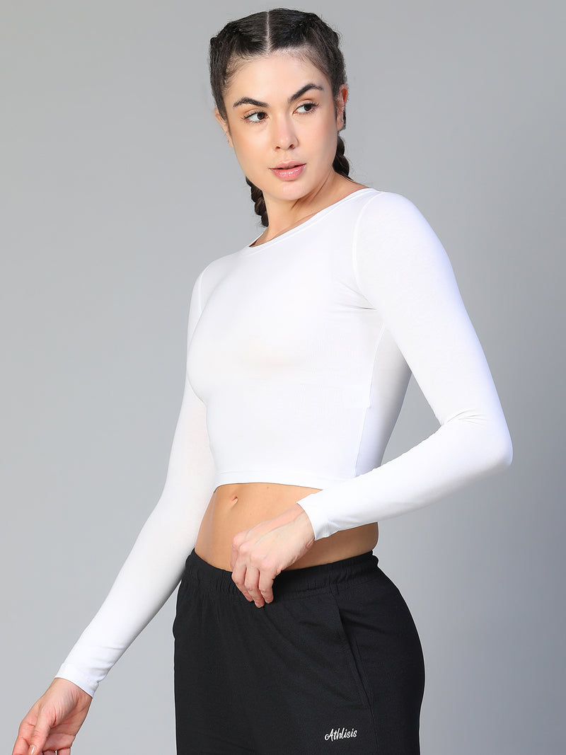 Essential Full Sleeve Crop top White