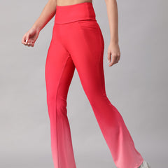 Dual Tone Flare Pant Hot Pink
