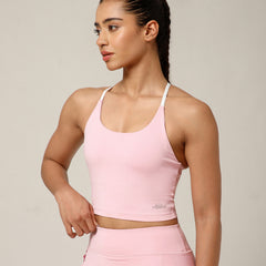 Cross Back Built In Bra Blush Pink