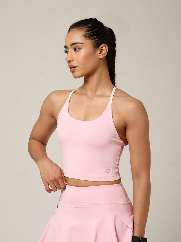 Cross Back Built In Bra Blush Pink