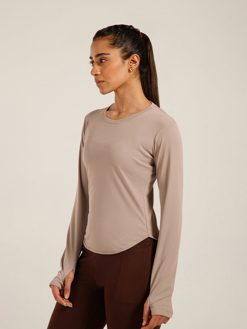 Bodycon Thumbhole T-shirt Beige