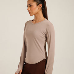 Bodycon Thumbhole T-shirt Beige
