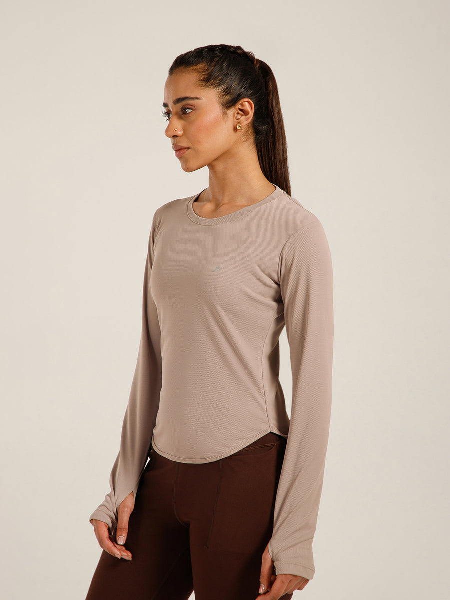 Bodycon Thumbhole T-shirt Beige