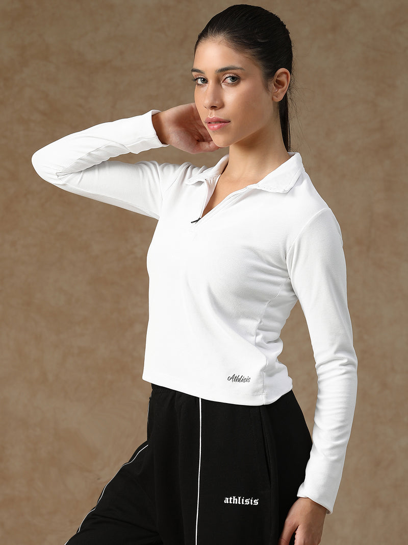 Aero Zip Polo T-shirt White