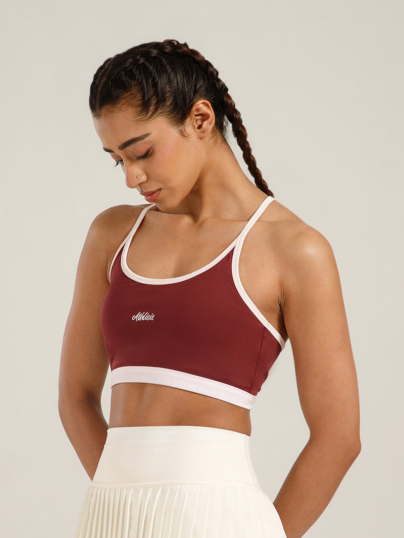Flow Piping Sports Bra Maroon