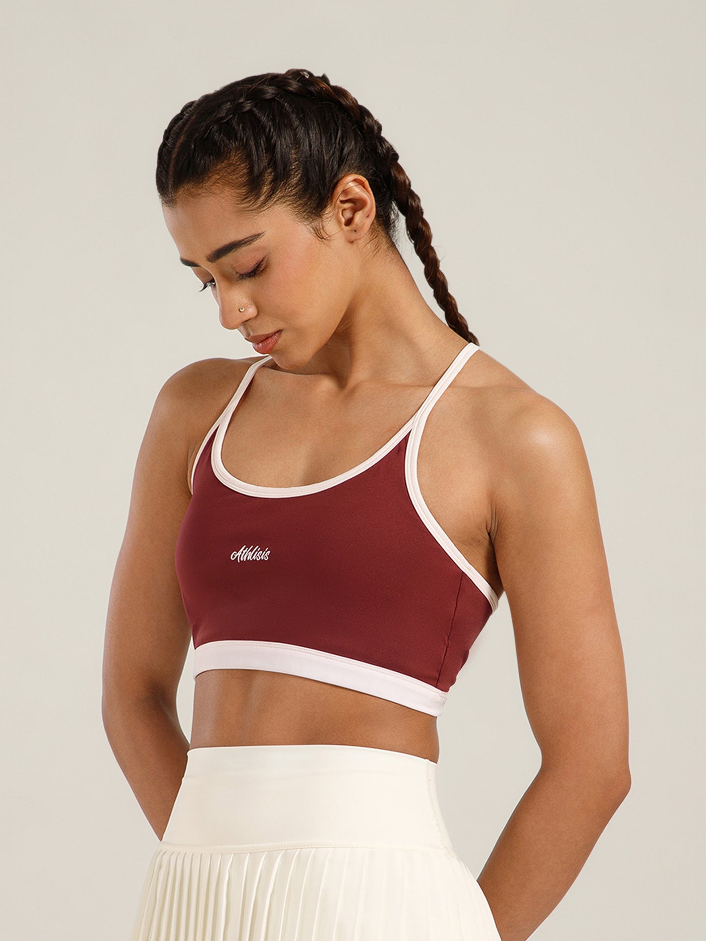 Flow Piping Sports Bra Maroon