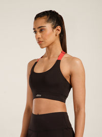 Y Adjustable Sports Bra Black & Pink