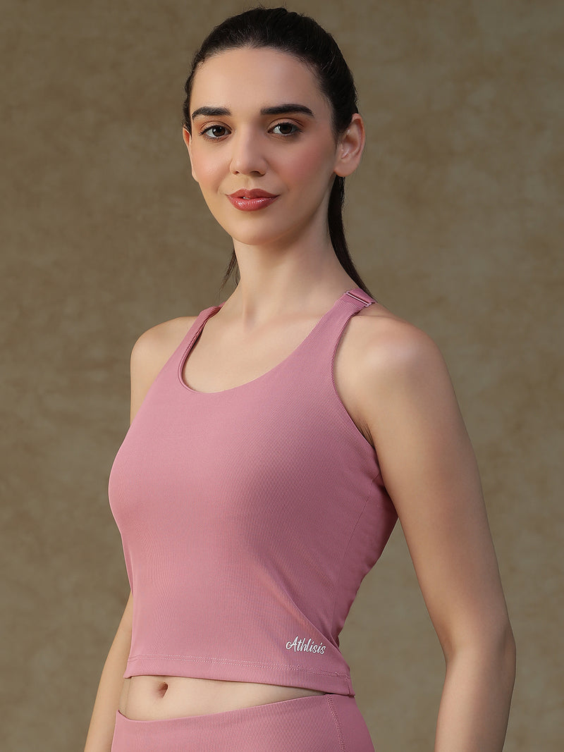 Built In Bra Y Adjustable Top Pink