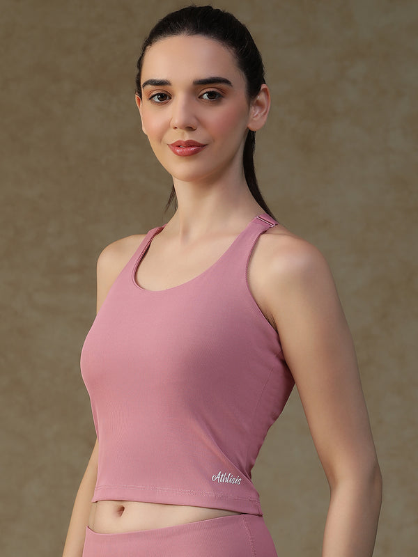 Built In Bra Y Adjustable Top Pink