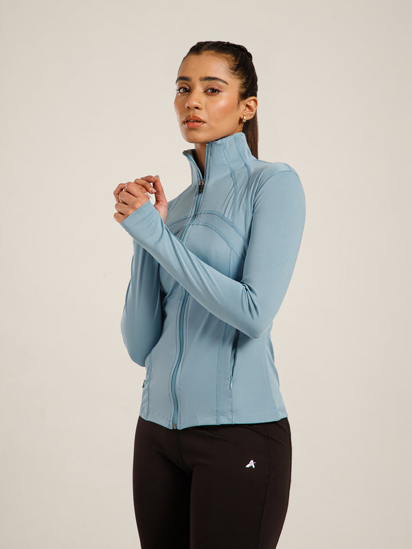 Defined Seam Zip Jacket Ice Blue
