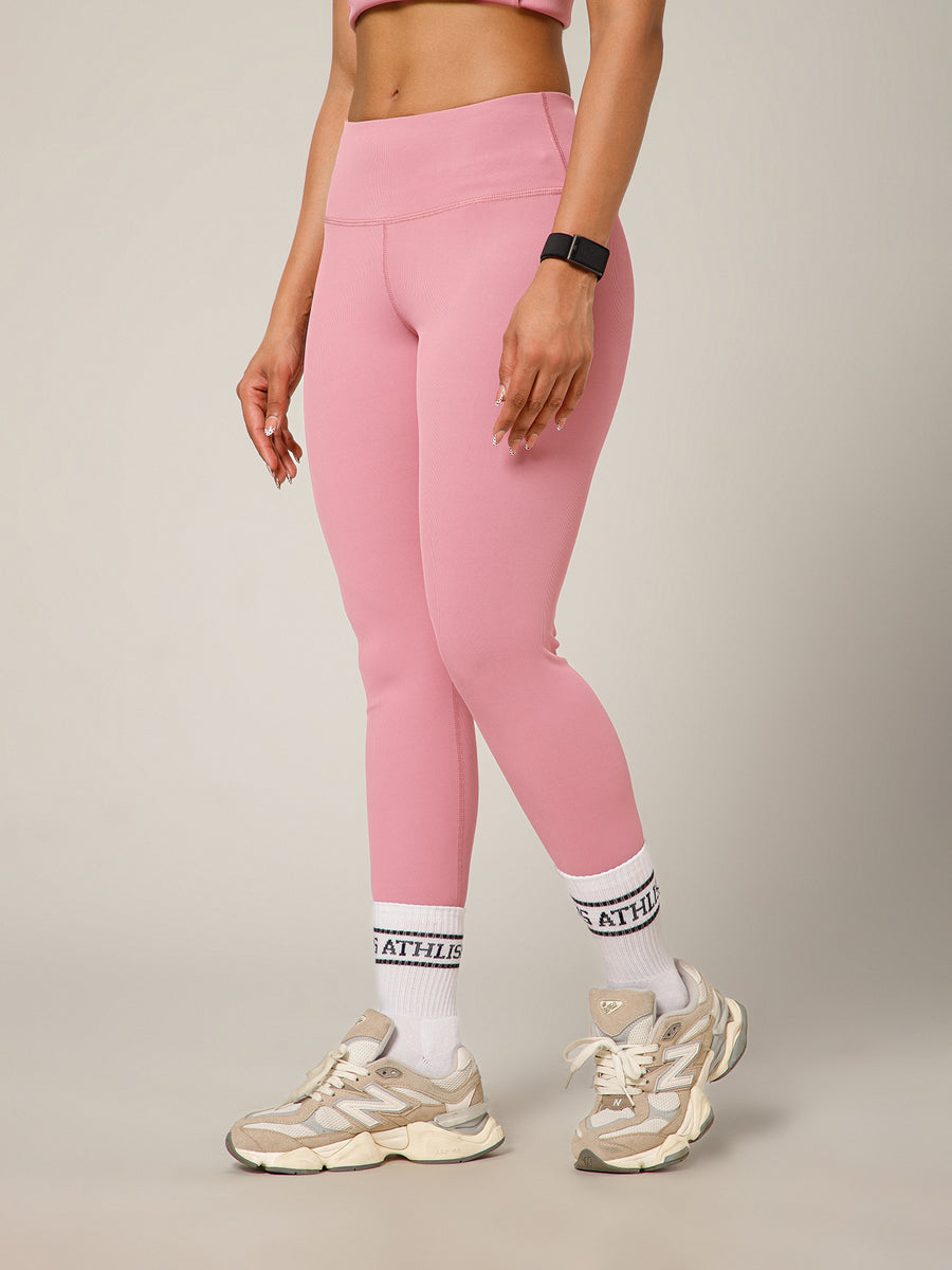 Ribbed High Waist Leggings Pink