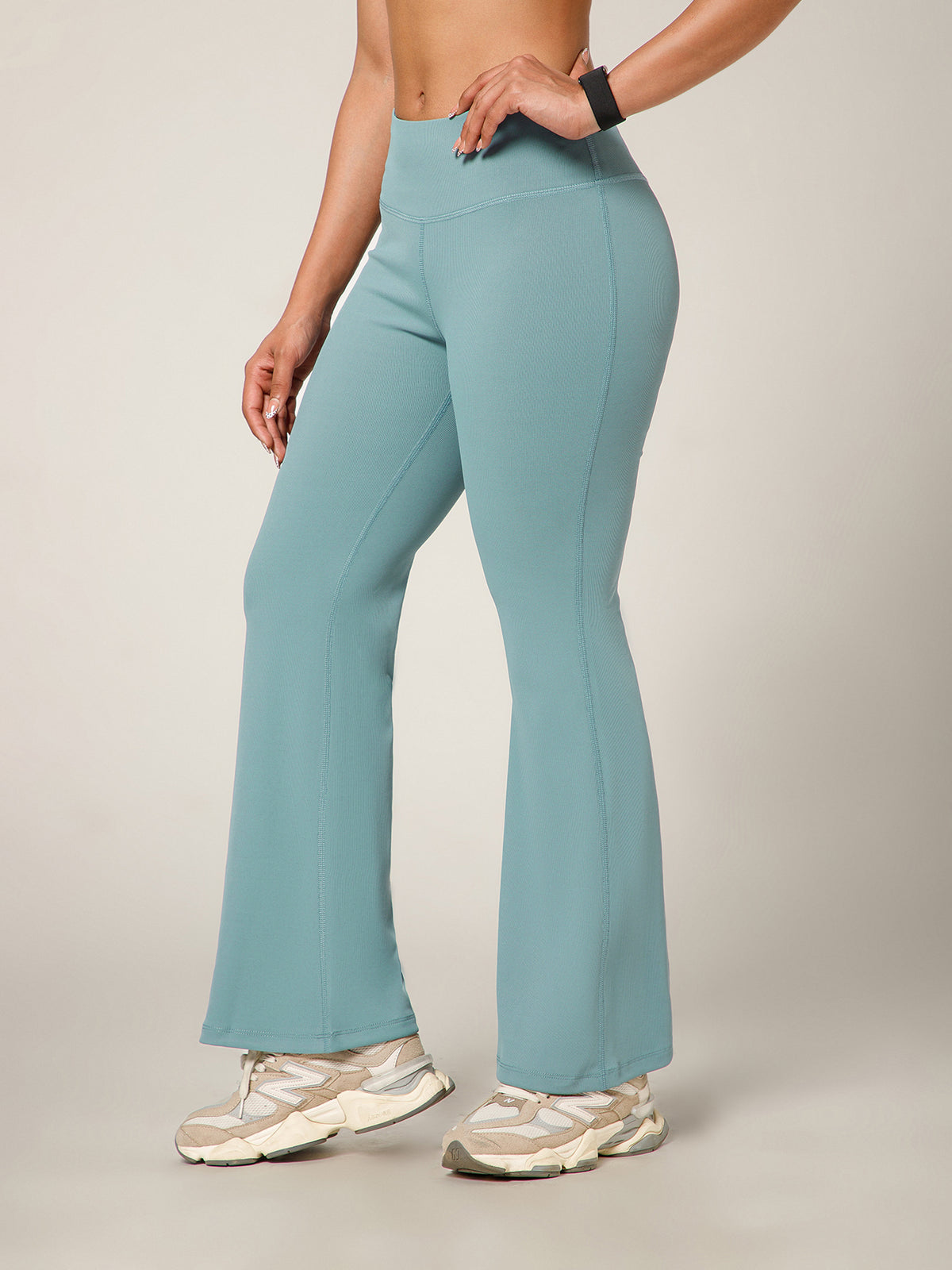 Ribbed Flare Pant Ice Blue