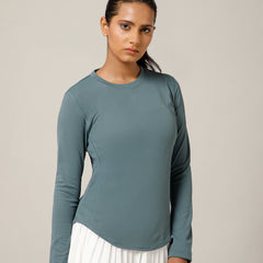 Curved Hem Full Sleeve T-Shirt Grey (Copy)