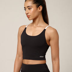 Cross Back Built In Bra Top Black