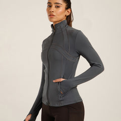Defined Seam Zip Jacket Grey