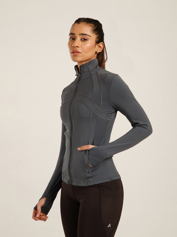Defined Seam Zip Jacket Grey