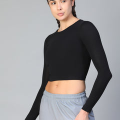 Essential Full Sleeve Crop top Black