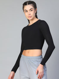 Essential Full Sleeve Crop top Black