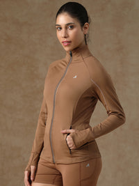 Midriff Crop Jacket Tan