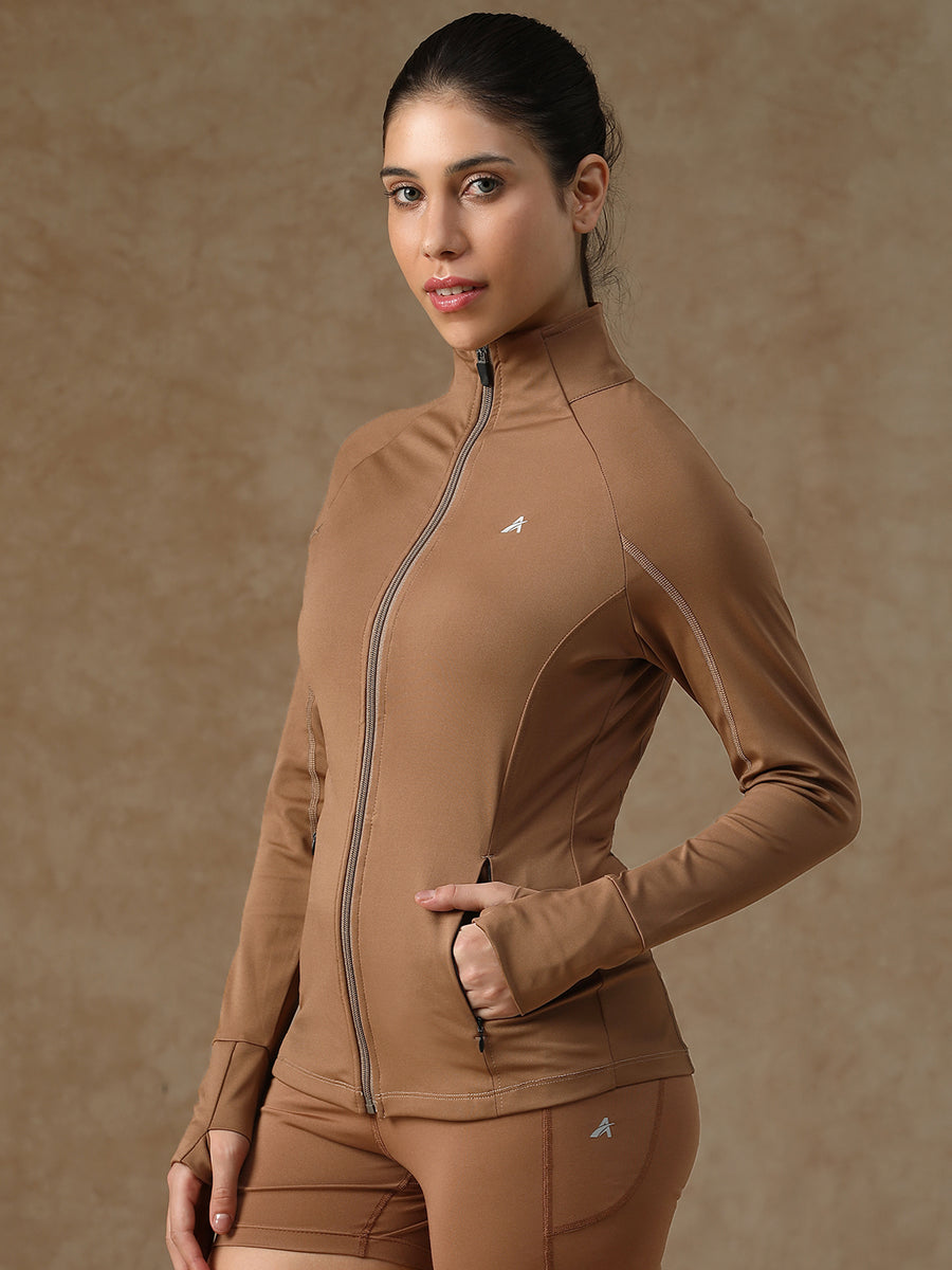 Midriff Crop Jacket Tan