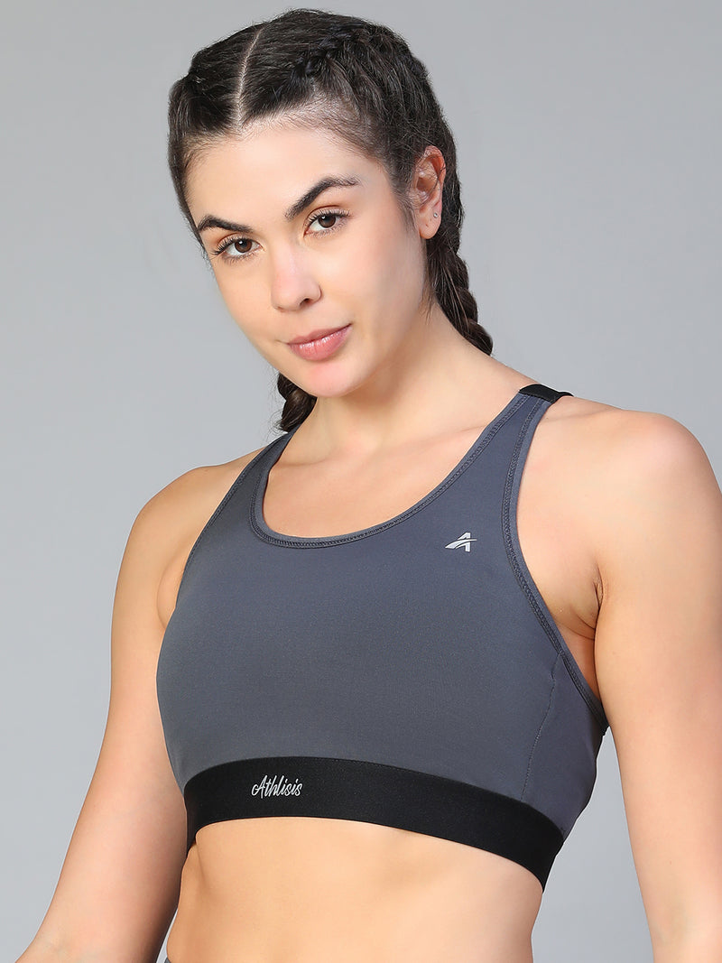 Ruched Sports Bra Gray