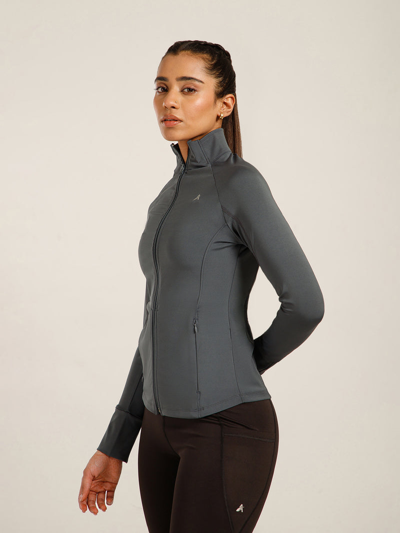 Midriff Crop Jacket Grey