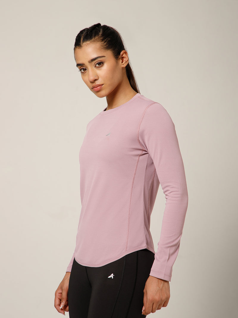Curved Hem Full Sleeve T-Shirt Lavender