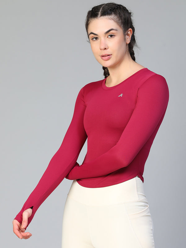 Bodycon Thumbhole T-shirt Maroon