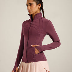 Defined Seam Zip Jacket Maroon