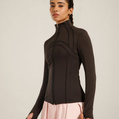 Defined Seam Zip Jacket Brown