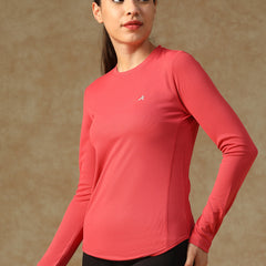 Curved Hem Full Sleeve T-Shirt Pink