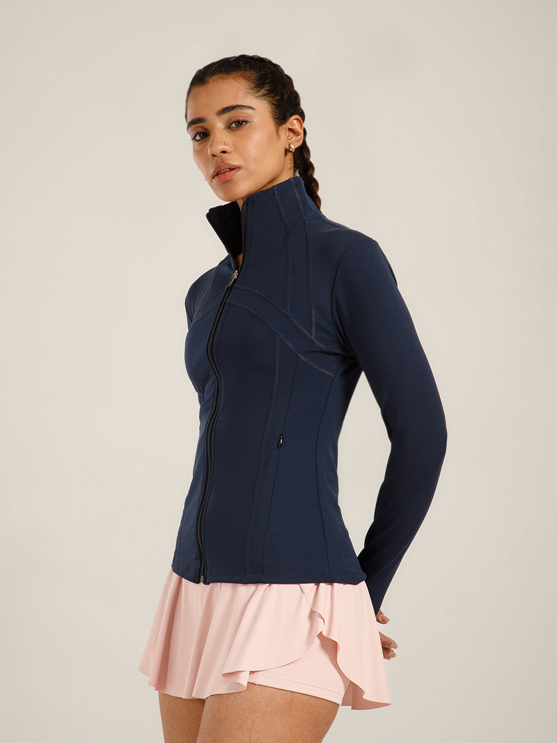 Defined Seam Zip Jacket Navy