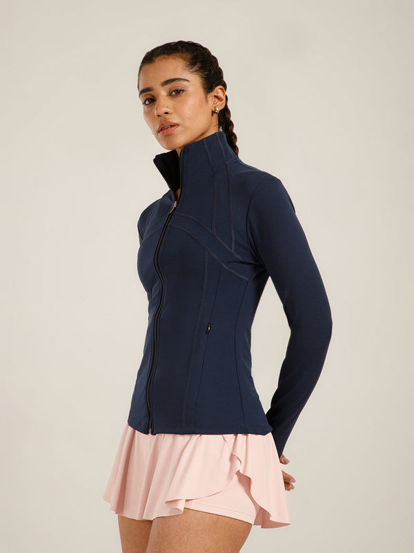 Defined Seam Zip Jacket Navy