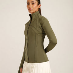 Defined Seam Zip Jacket Olive