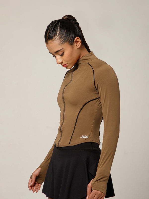 Flow Piping Jacket Tan