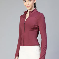 Sculpt Crop Jacket Maroon