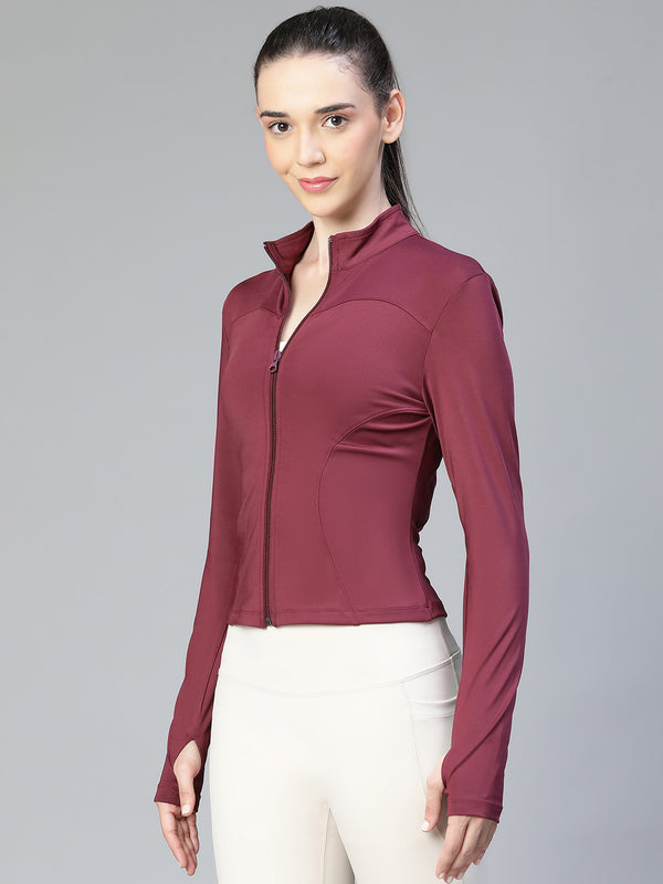 Sculpt Crop Jacket Maroon